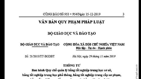 Thông tư 21/2019/TT-BGDĐT Quy chế quản lý văn bằng, chứng chỉ của hệ thống giáo dục quốc dân